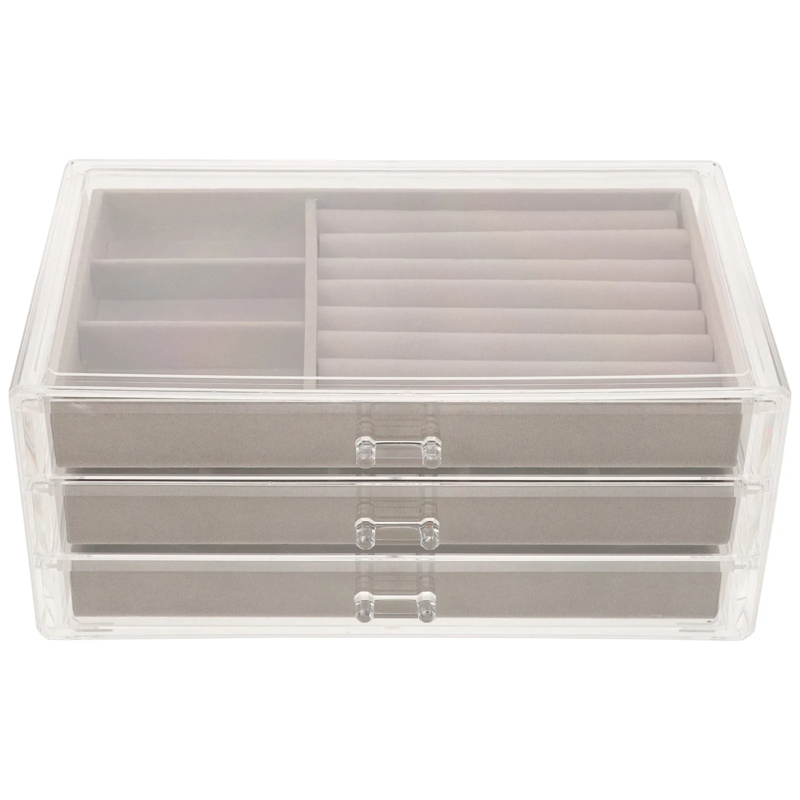 Large Capacity Multi-Layer Jewelry Box with Drawers Desktop Jewelry Organizer for Earrings Necklaces Rings Dustproof Acrylic