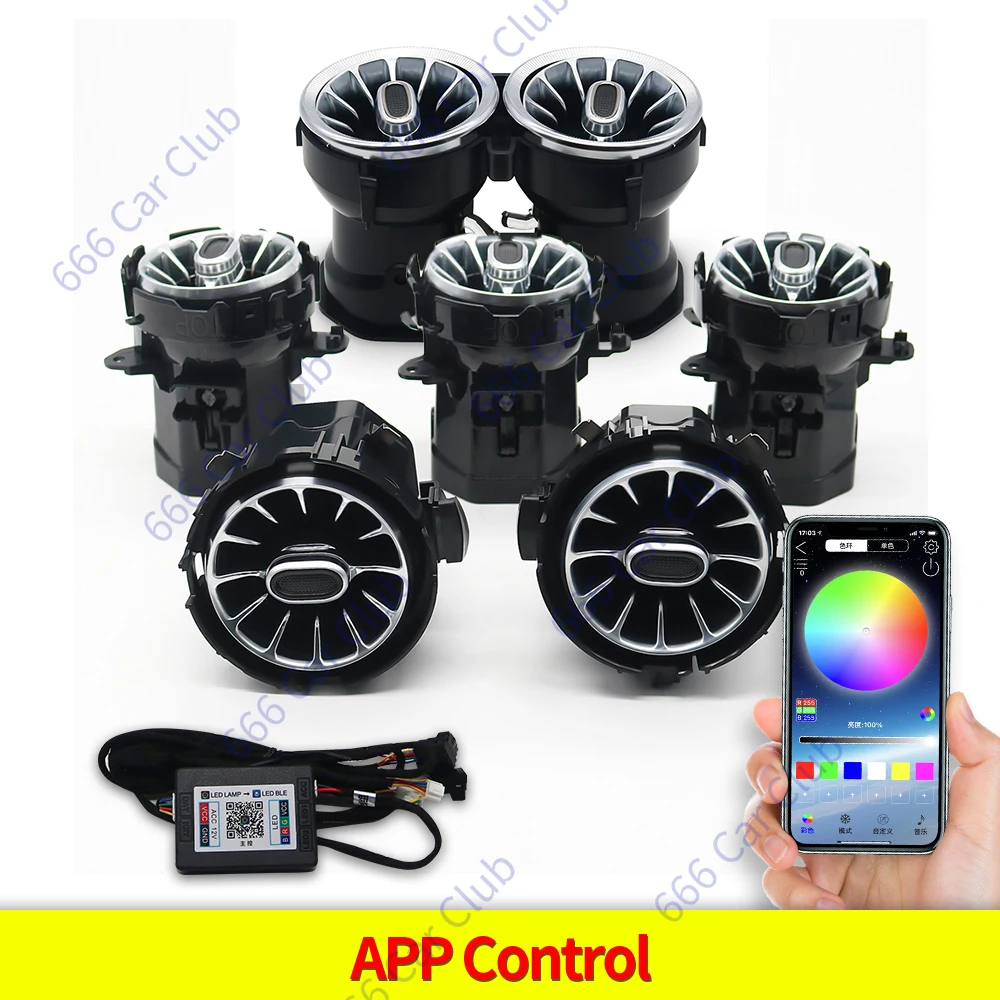 256 Kleur Led-openingen Voor Mercedes Benz C Klasse W205 W447 W213 W156 W117 W176 Bluetooth App Controle Auto mondstuk Turbine Luchtuitlaat