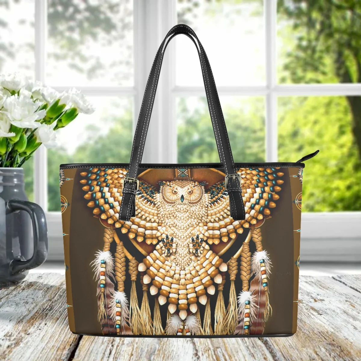 Classic Women Fashion Tote Bag Vintage Southwest Aboriginal Tribal Hummingbird Design Luxury Shoulder Bag Work Commuter Clutch