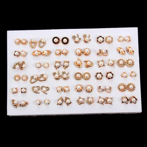 Wholesale 36 pairs/18 pairs mixed styles rhinestry sun flower geometric animal plastic earrings set for women girls jewelry 8 Main Wholesale Sales - №3