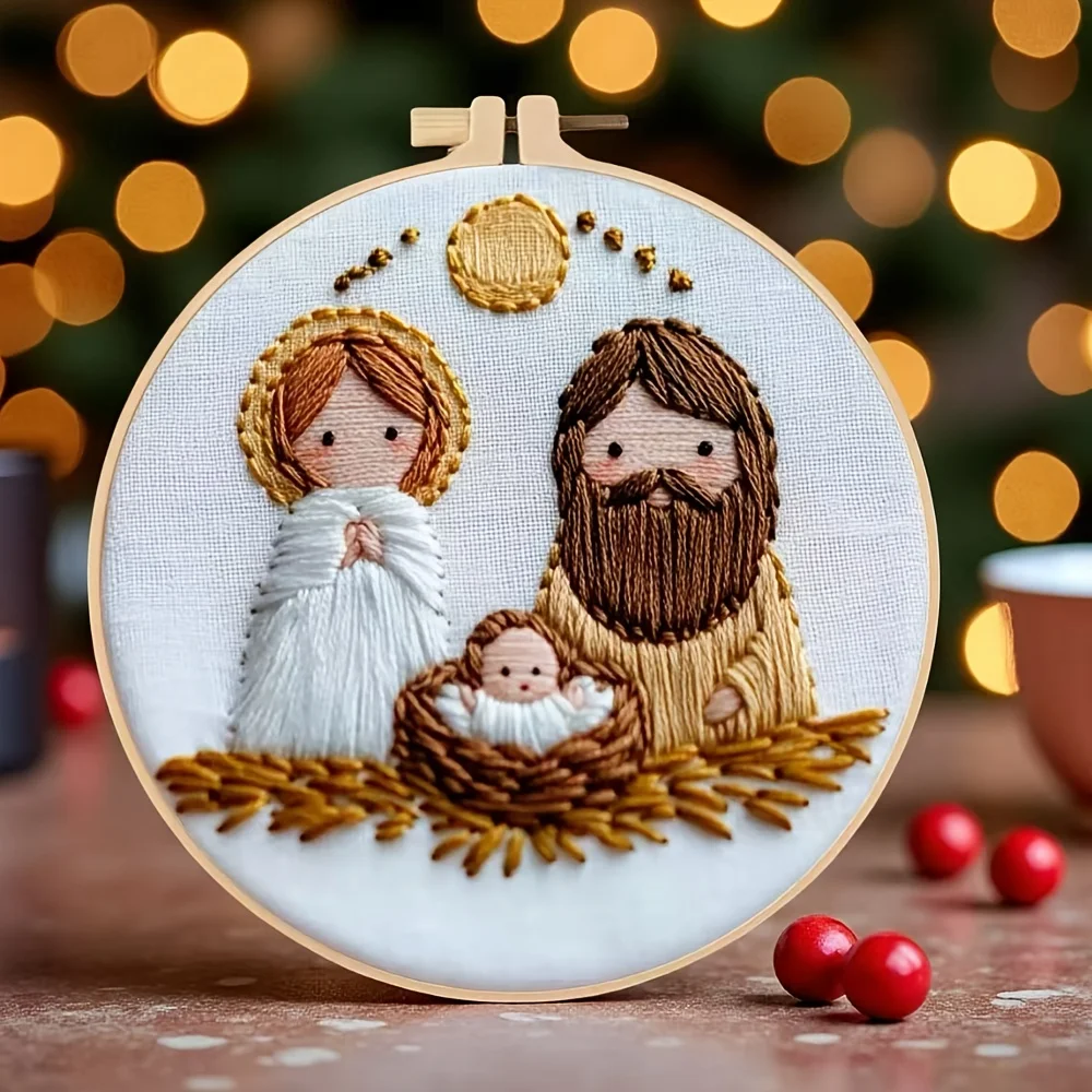 The New Nativity Handmade Embroidery DIY Material Kit Includes Patterns, Fabrics, Threads And Embroidery Frames, Suitable For Be