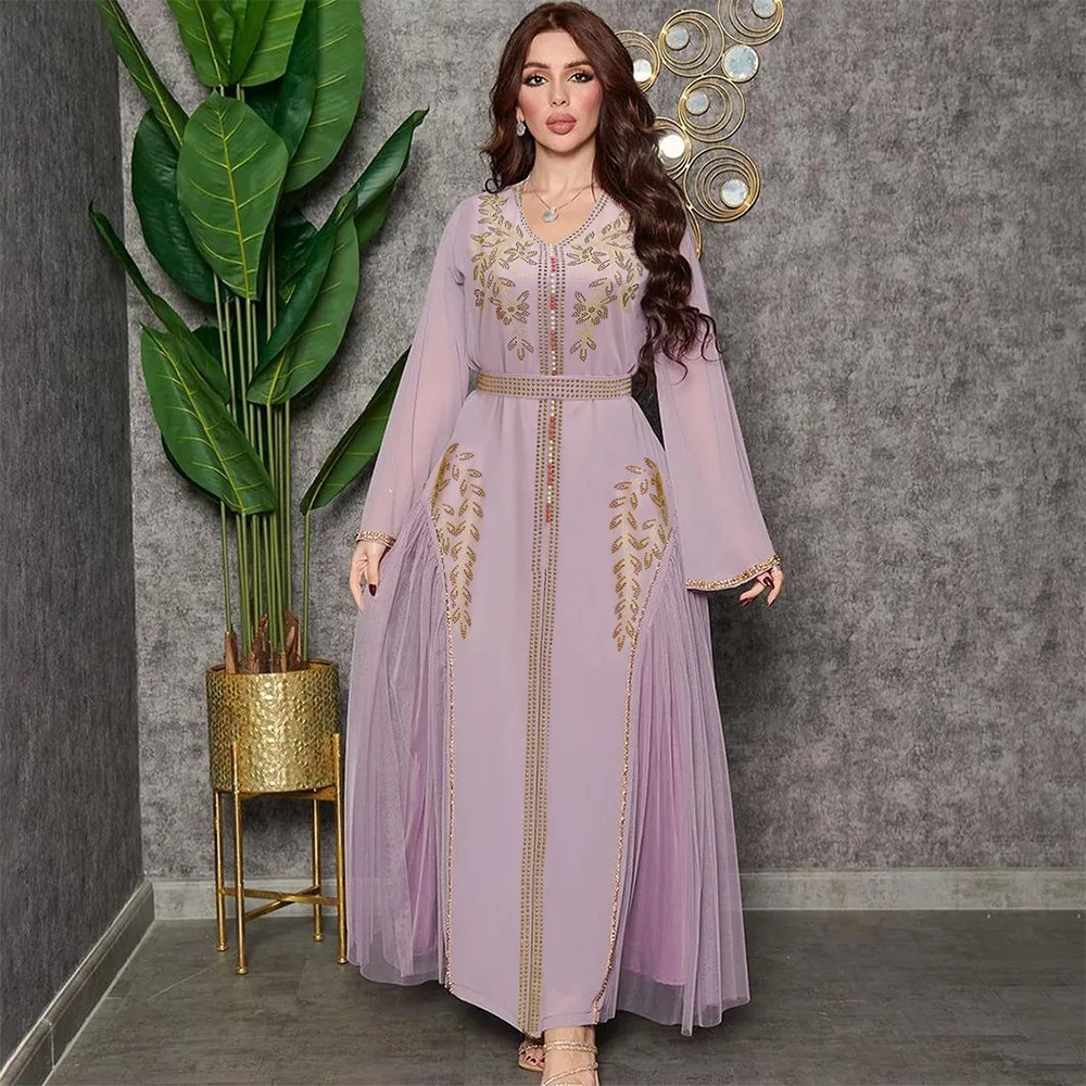 Mulheres Luxo Abaya Diamantes Vestidos Muçulmanos, Elegante Caftan, Vestido Kaftan Marroquino, Festa Noturna, Eid Mubarak, Jalabiya