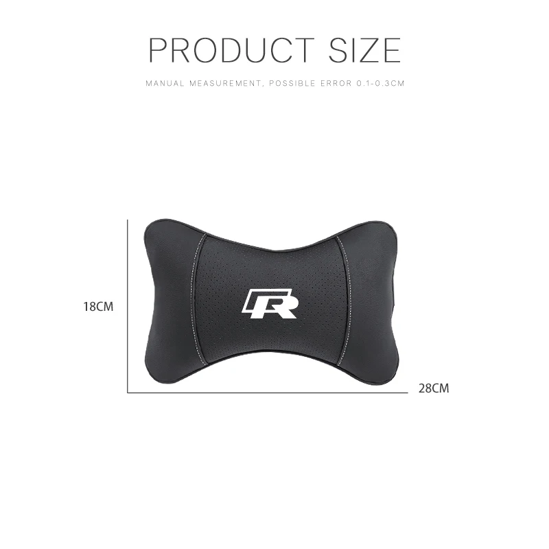 1Pcs Car Seat Headrest Auto Logo Neck Pillow For Volkswagen R Caddy Golf Passat Tiguan Jetta Beetle Atlas T-ROC T-Cross Phaeton