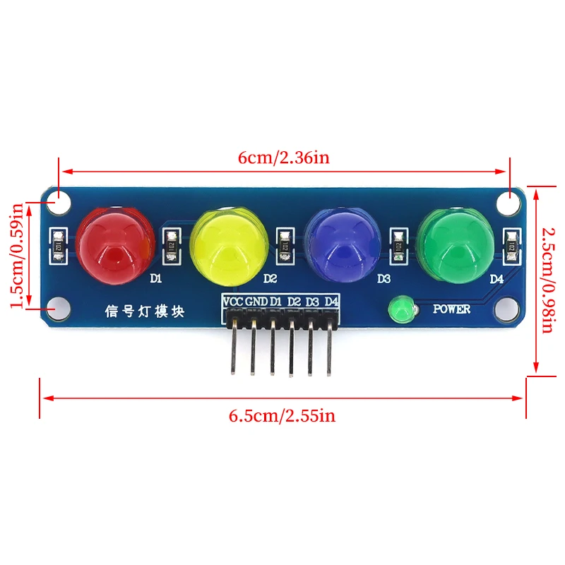 ST009 4 Bit Traffic Light LED Module 3.3-5V Red Yellow Green Blue Signal Light Display PCB Board