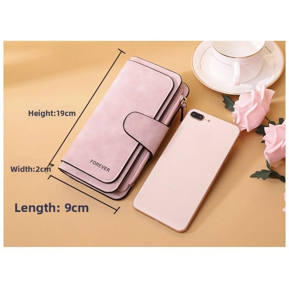 فرك الجلود المرأة المحفظة فتحات بطاقة متعددة بلون حامل بطاقة الائتمان مشبك تصميم سعة كبيرة طويلة محفظة نسائية للعملات المعدنية السيدات