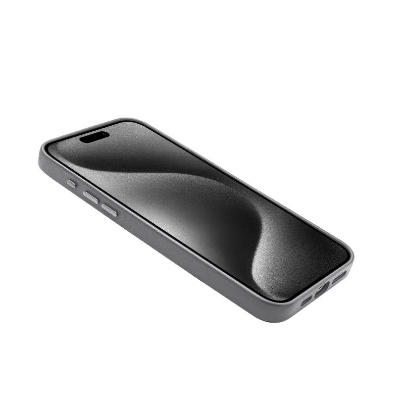 KZDOO Collezione Noble Custodia posteriore in pelle PU Smartphone Cover protettiva quadrata in titanio da uomo per iPhone15/15 plus/15 pro/15promax
