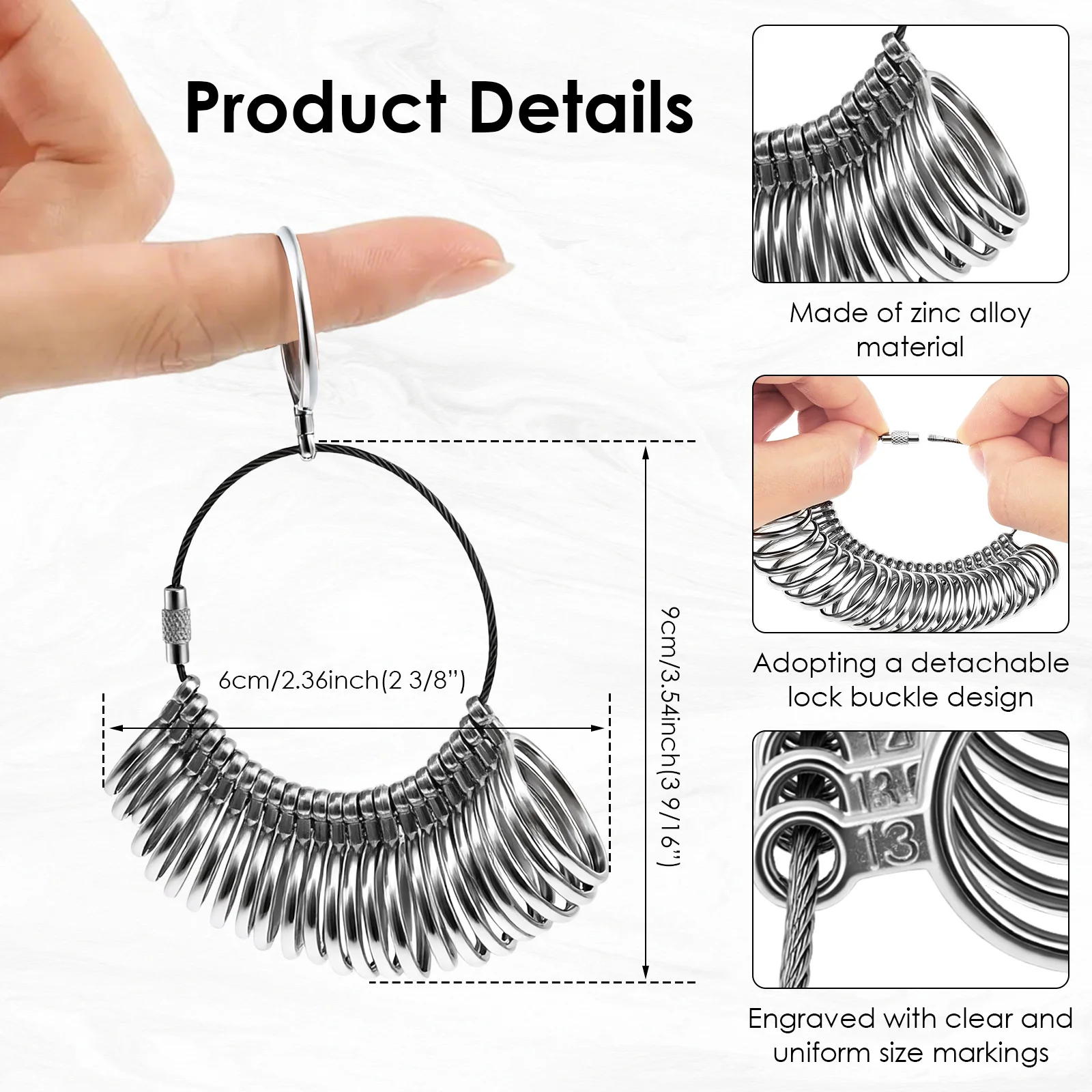 Ring Sizer Measuring Tool Set 13 to 25 Zinc Alloy Precise Finger Ring Sizer Gauge Jewelry Making Equipments Accessories