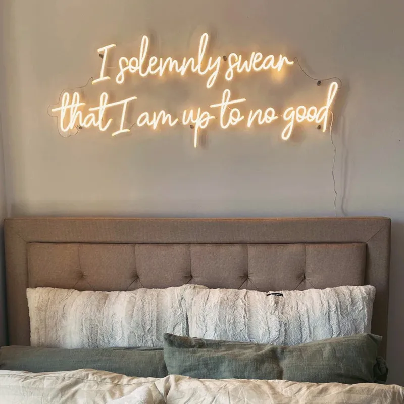 

Custom Neon Sign Bedroom Wall Art Decor I solemnly swear that i am up to no good LED Neon Sign Neon Decorations Light Gift