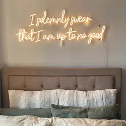 Custom Neon Sign Bedroom Wall Art Decor I solemnly swear that i am up to no good LED Neon Sign Neon Decorations Light Gift