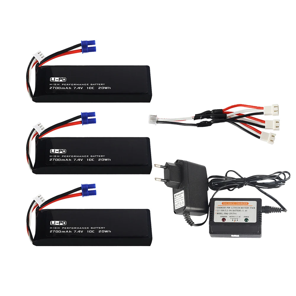 7.4V 2700mAh USB With USB Charger 3in1 Cable Set For H501S H501C H501A H501M X4 RC Quadcopter Parts Battery