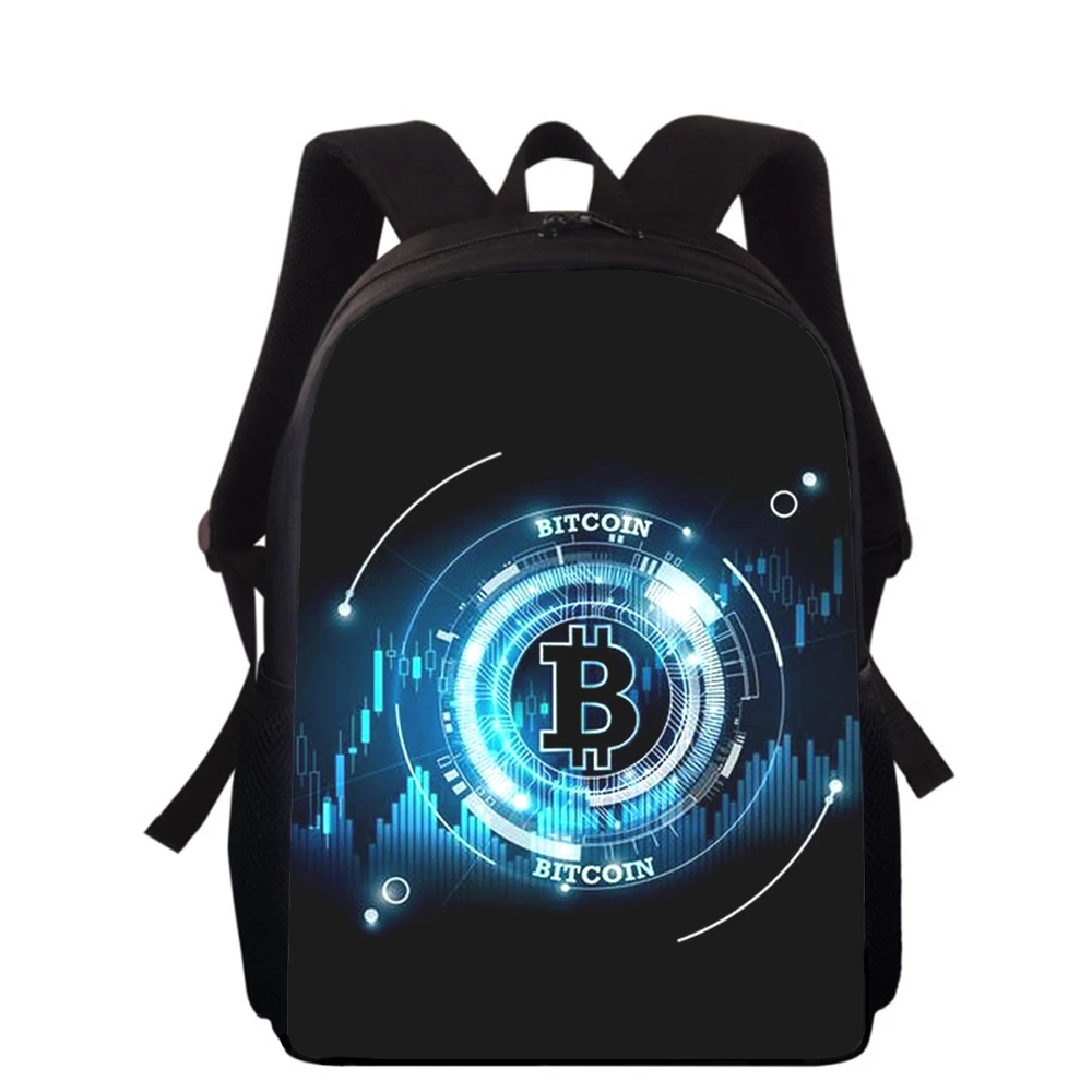 Sac à dos imprimé 3D Bitcoin Money pour enfants, sacs d'école primaire, sac à dos pour garçons et filles, sacs de livre scolaire pour étudiants, 15 po