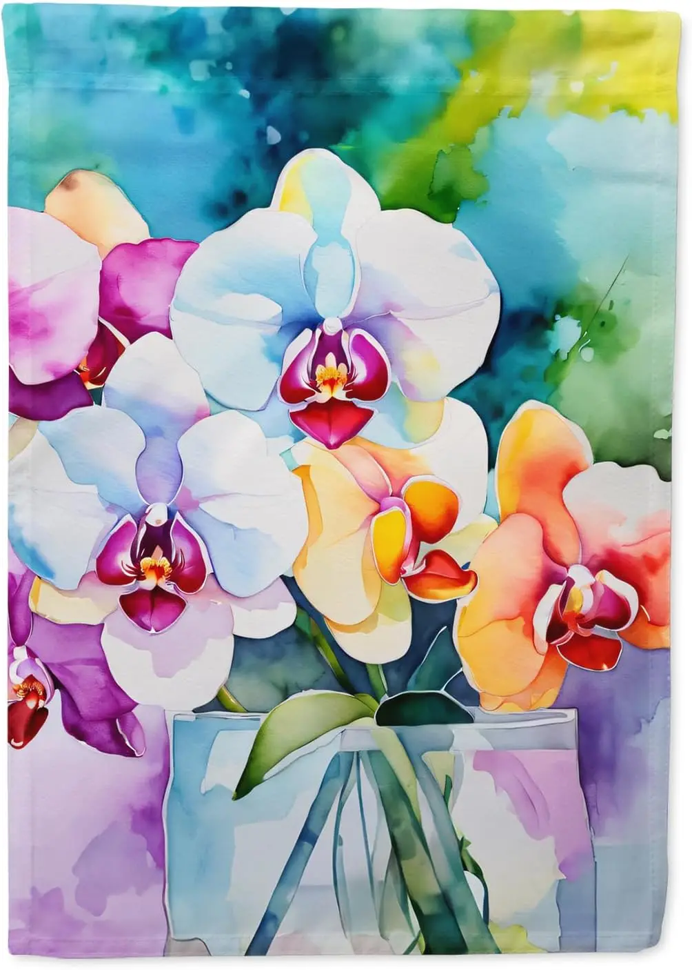 Orchids in Watercolor Garden Flag