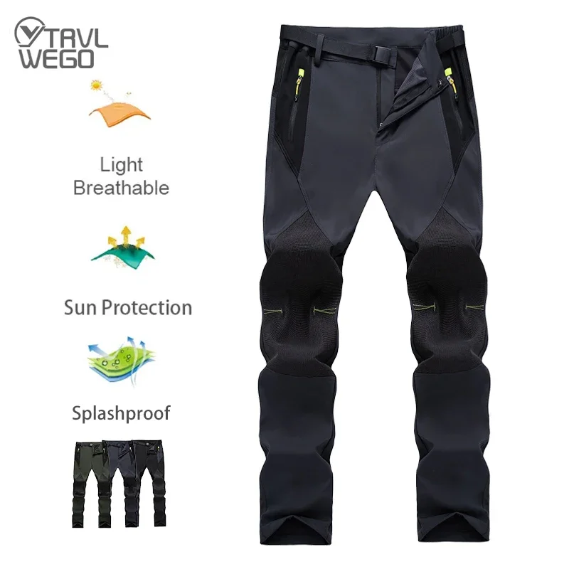 

TRVLWEGO Outdoor Men Hiking Pants Hunting Climbing Ultra-Light Quick Dry UV Proof Sports Wear-Resisting Travel Camping Trousers