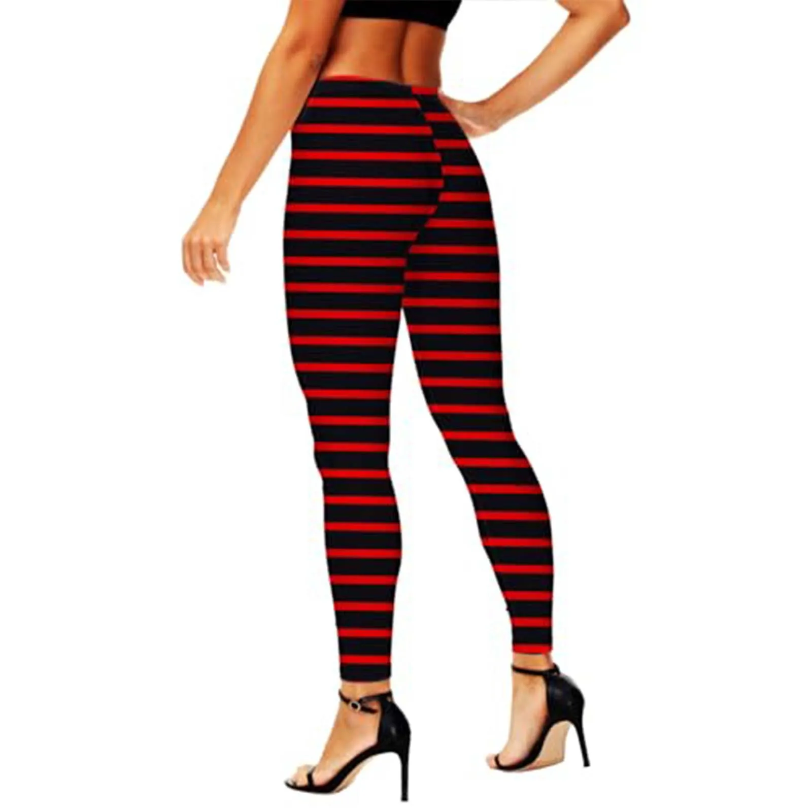 Women's Striped Print Leggings High Elasticity Slim Fit Active Pants Tights Leggings Work Pants Women Dance Leggings for Women