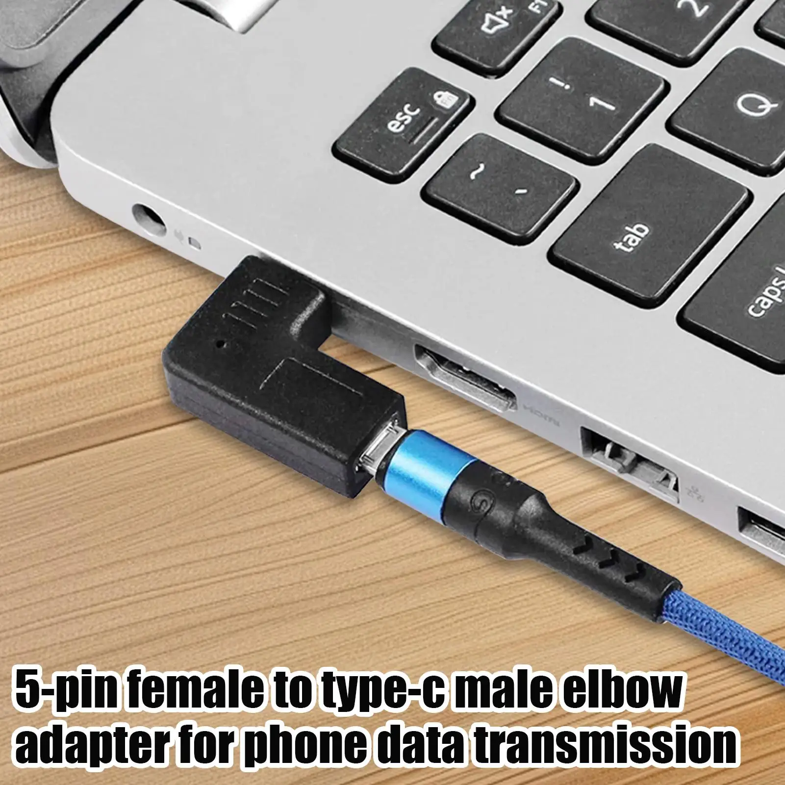 USB C Adapter 90 Degree Right Angle Data Converter Type C Male to 5 Pin USB Female Charger for Laptop Computer PC Monitor Cell