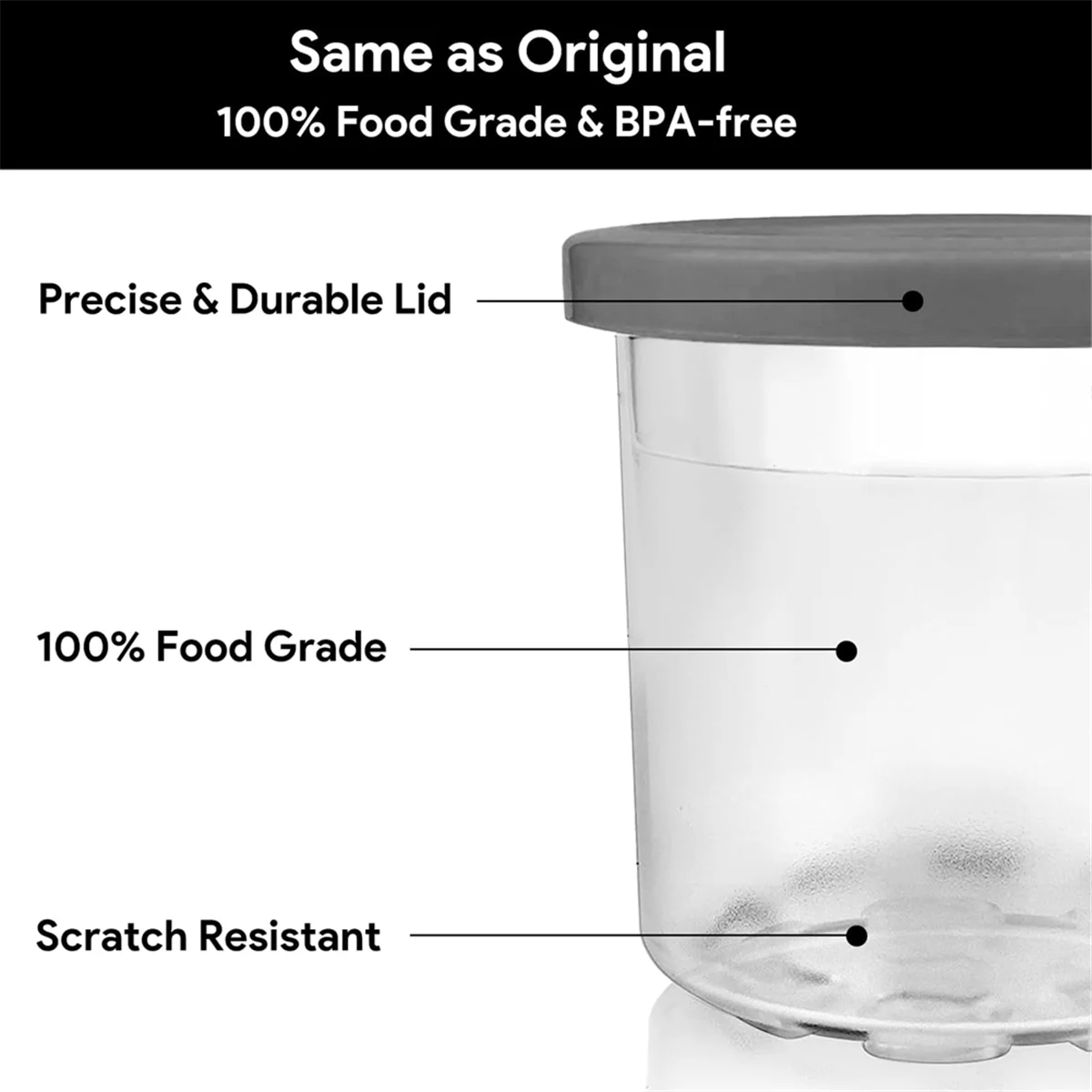 Ice Creami Pints and Lids Replacement Set 16oz Cups for Ninja Creami NC301, NC300, NC299AMZ Series Ice Cream Maker