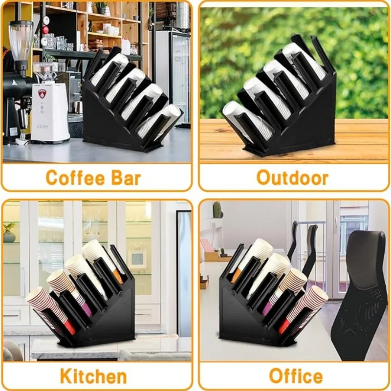 

4 Grid Disposable Cup Storage Holder Water Milk Tea Coffee Cups Dispenser Rack Shelf Multipurpose Cup Kitchen Display Organizer