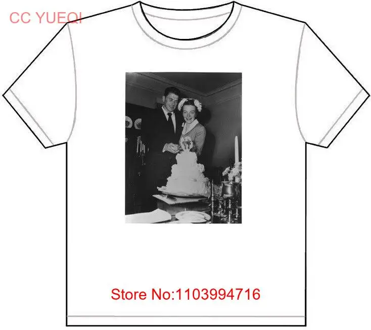 RONALD & NANCY REAGAN WEDDING DAY T-SHIRT TEE PICTURE PHOTO cake vintage 1697