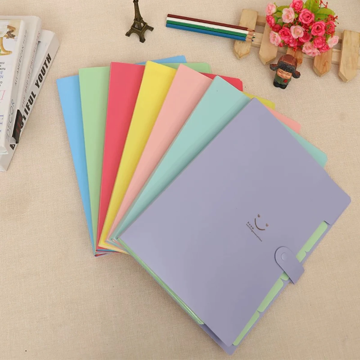 5page Classic Accordion File Folders - A4 Document Storage Bags with Plastic Material and Test Roll Holder - Durable and Expanda