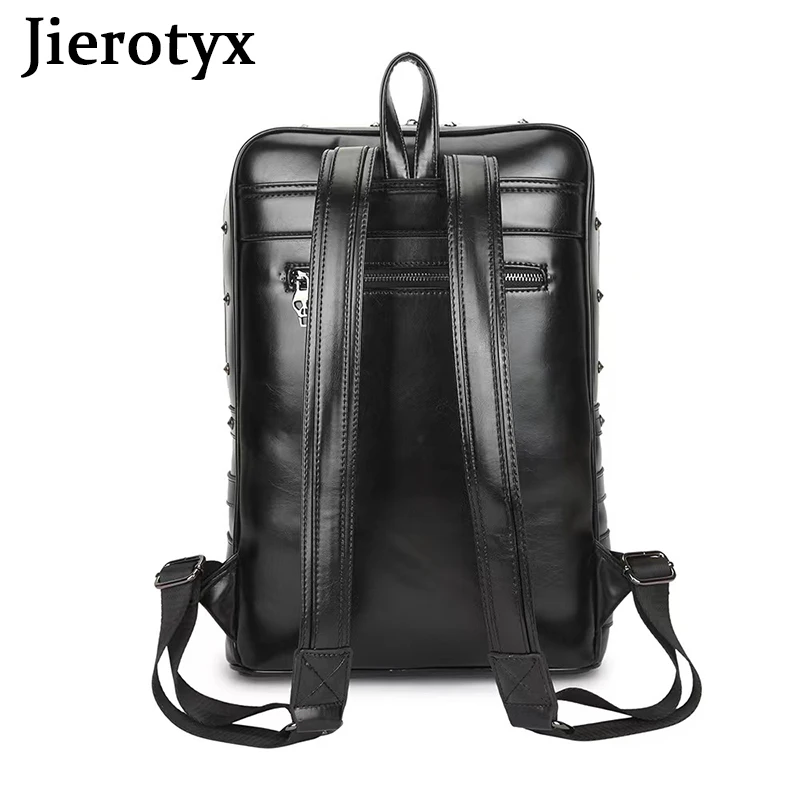 Saco de viagem estilo punk jierotyx para mulher e homem crânio preto daypack mochila fivela de cinto decoração esqueleto gótico sacos grande