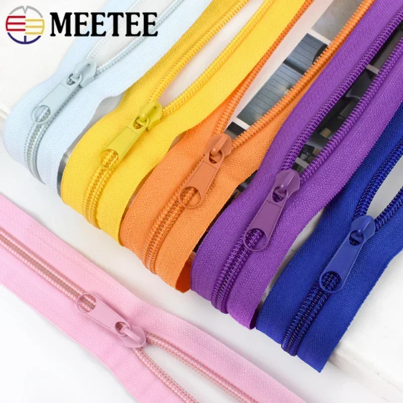 3# 5# Meetee 3/5/10M Rainbow Nylon Zipper Tape with Zippers Slider Decor Zip Closure Repair Kit Bag Garment Sewing Accessories