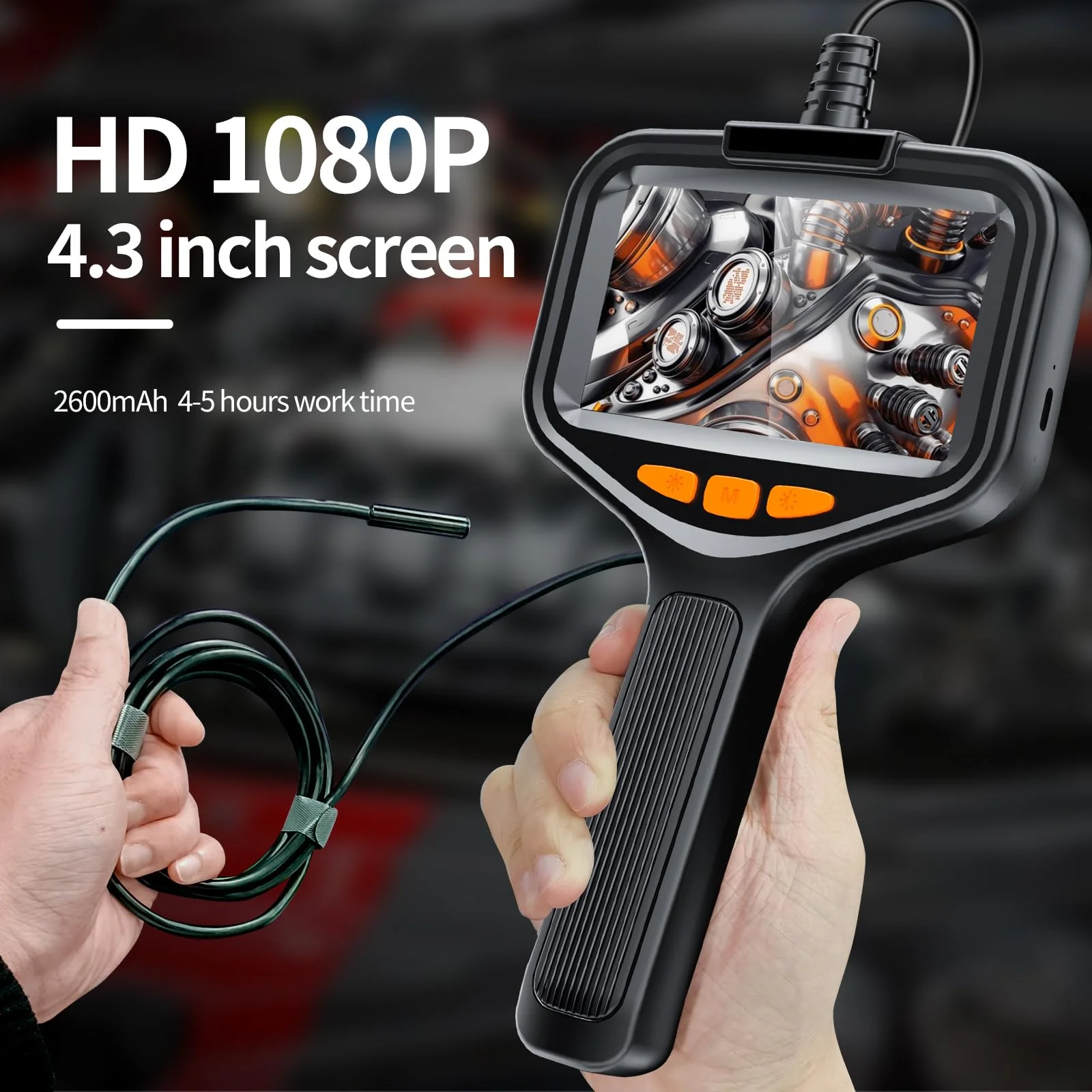

4.3 inch screen endoscope camera with light 1080P HD inspection camera IP67 waterproof snake camera semi-rigid cable