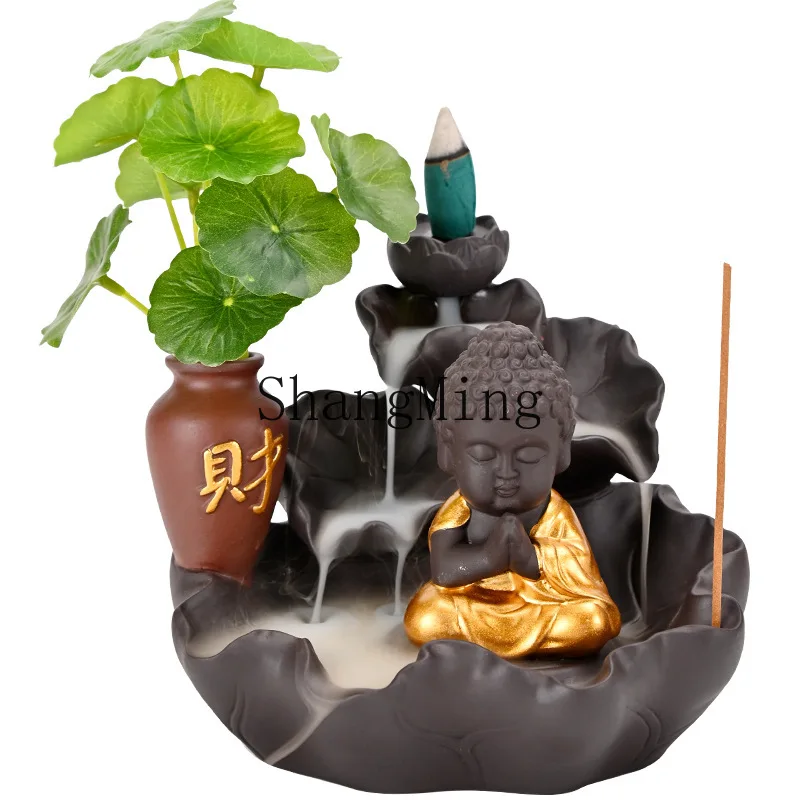 

PYH purple sand backflow incense burner Zen lotus household indoor incense agarwood antique line incense burner