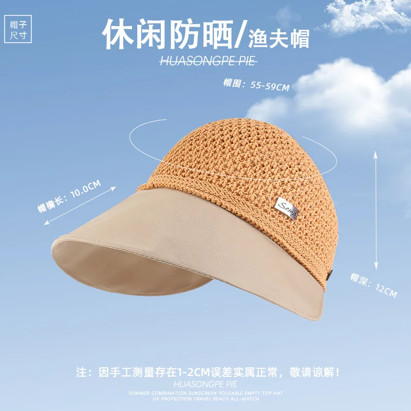 Summer New Style Fisherman Women's Foldable UV Protection Sun Wild Beach Travel Topless Hat