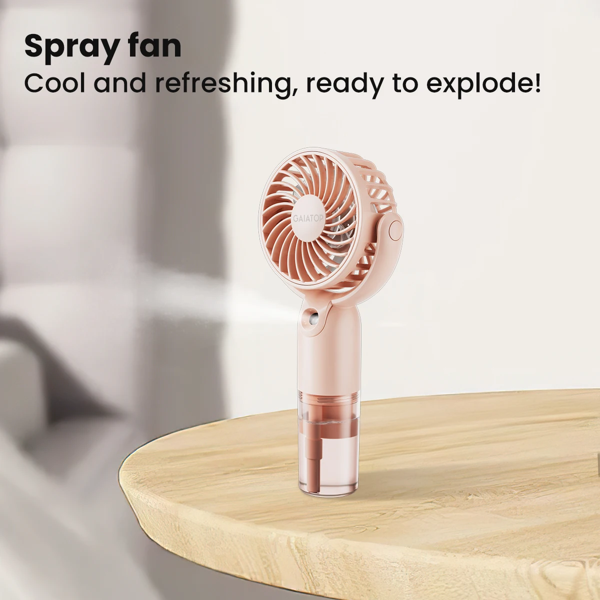 Gaiatop Portable handheld spray fan, 4000mAh rechargeable personal spray fan, adjustable speed spray fan, 180° folding, mini fac