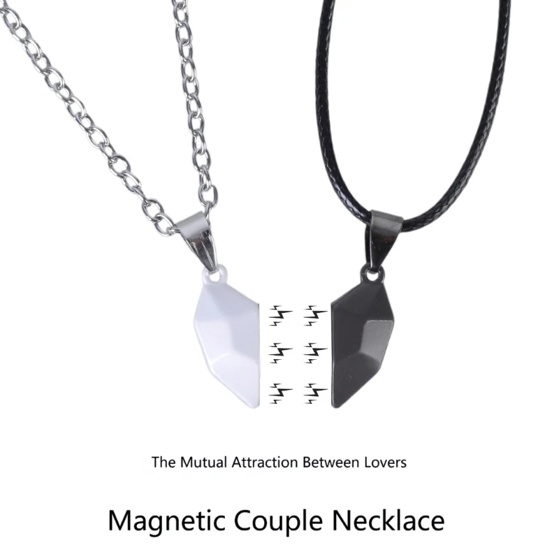 2Pcs Minimalist คู่รักมิตรภาพจี้หัวใจคู่แม่เหล็กระยะทาง Faceted Heart จี้สร้อยคอเครื่องประดับ
