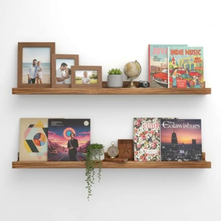 

Деревянные настенные полки в деревенском стиле для детской комнаты, длинные настенные книжные полки, полки-подставки для фотографий и картин, настенные полки с бортиком для спальни