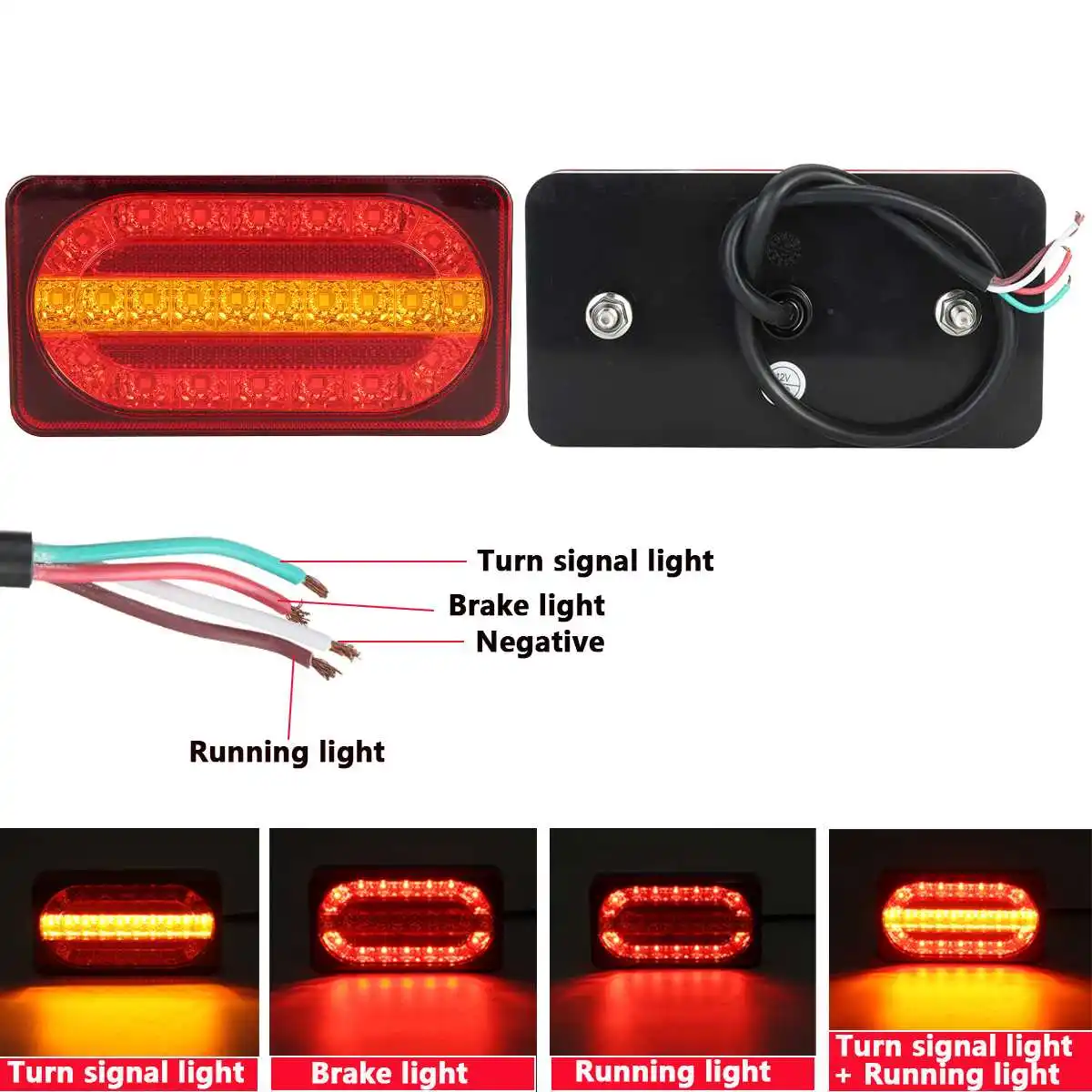 2pcs 12V Car Truck Tail Light Taillight Rear Brake Light Signal Lamp Indicator for Camper Trailer Lorry Bus Caravans