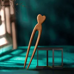 Chinese U Shaped Hair Sticks Forks Love Heart Designs Wooden Hairpins Clips for Women Girls Retro Fashion Hair Accessories