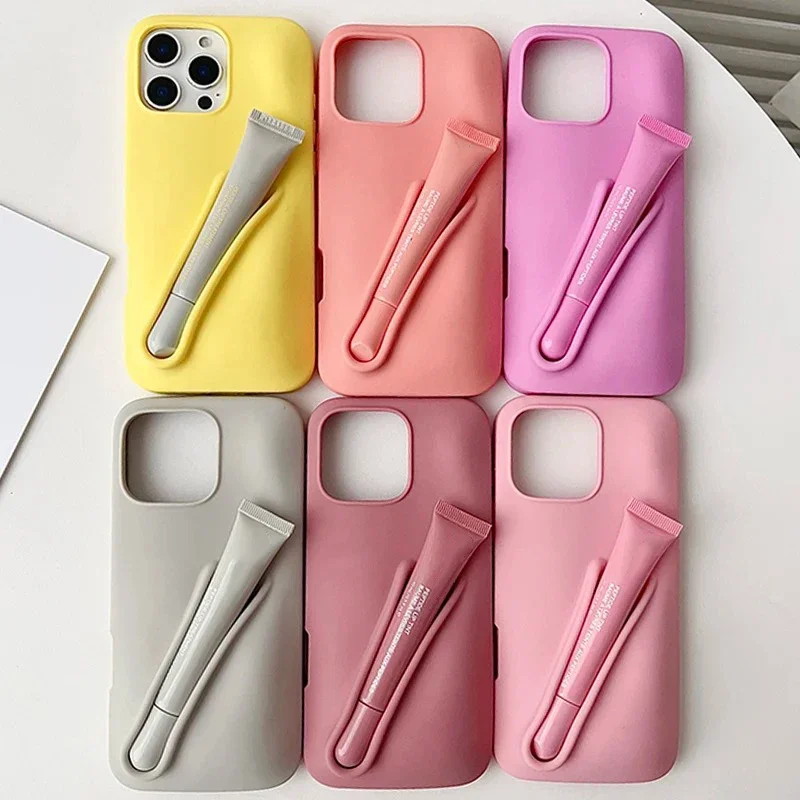 حافظة لهاتف آيفون 17 إير 16 15 14 13 12 11 برو ماكس بلس غطاء حامل من السيليكون لا مع أحمر الشفاه #3