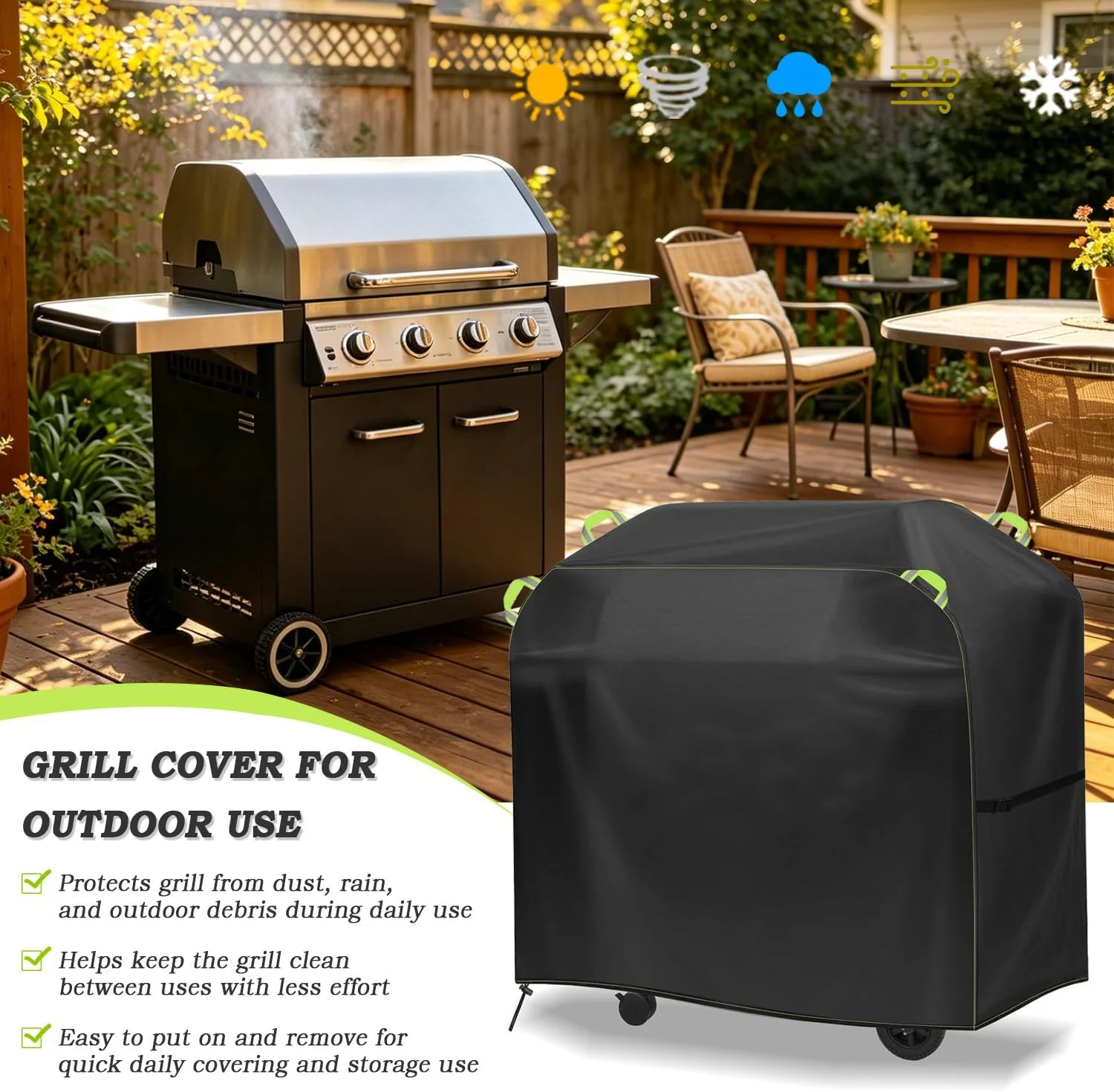 Waterproof 210D Oxford BBQ Grill Cover Heavy Duty UV Wind Dust Proof Outdoor Barbecue Cover Fit Weber Char-Broil view 4