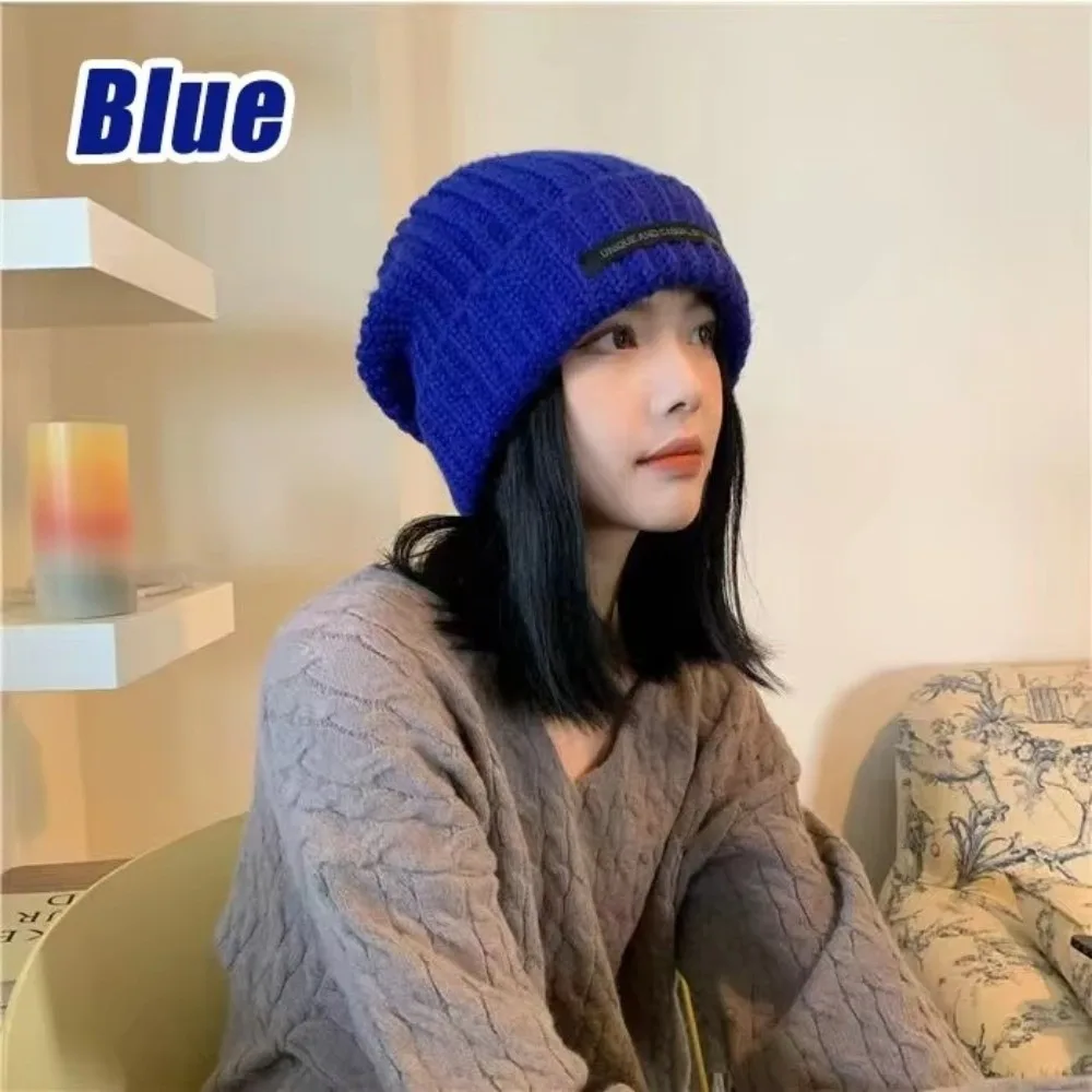 

Fashion Letters Embroider Knitted Hat Warm Soft Hip Hop Caps Solid Color Leisure Cap for Women Men