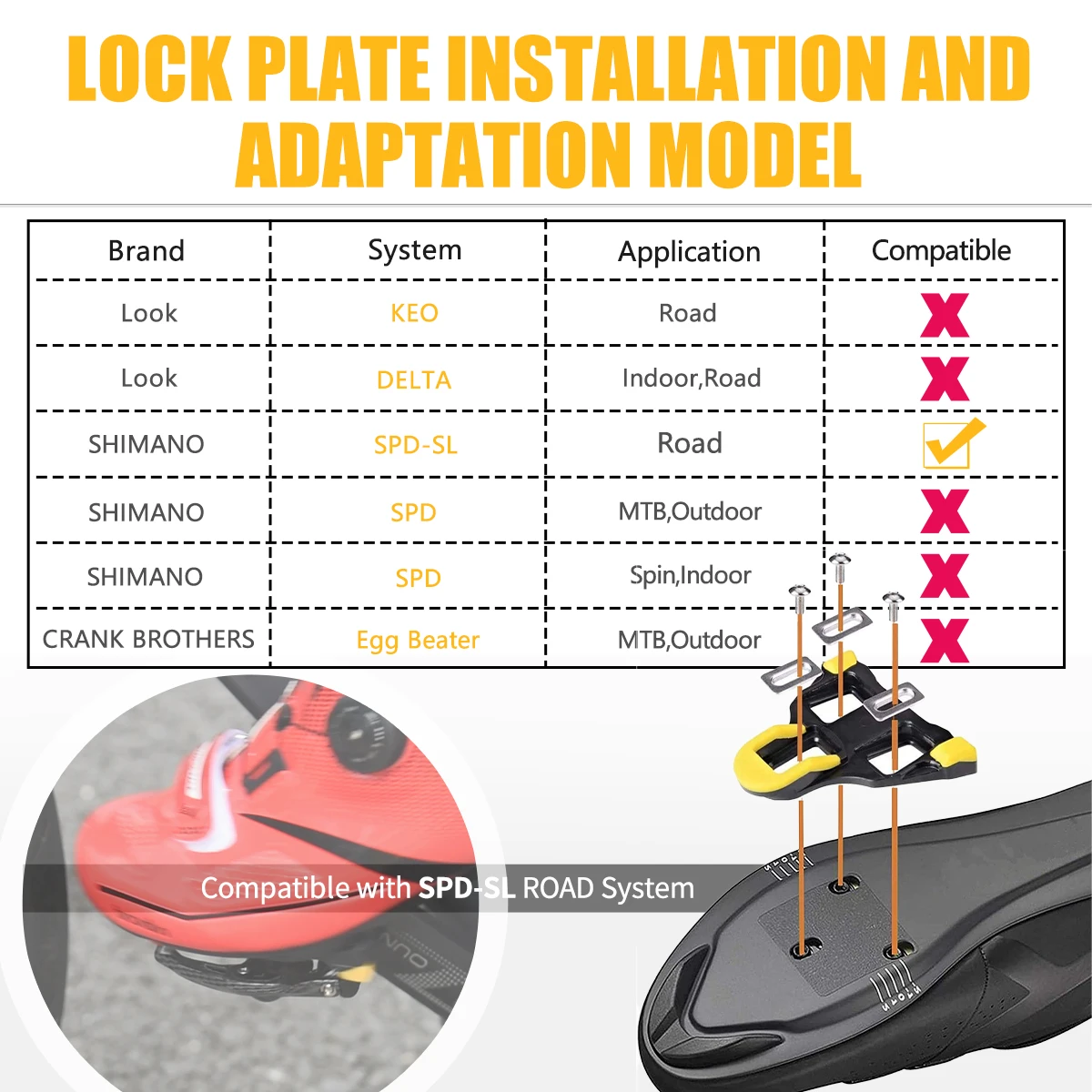 KOOTU Carbon Fiber Pattern Clip-On Pedals Aluminum for Road Bikes KEO and SPD System Locking Pedals Non-Locking Pedals