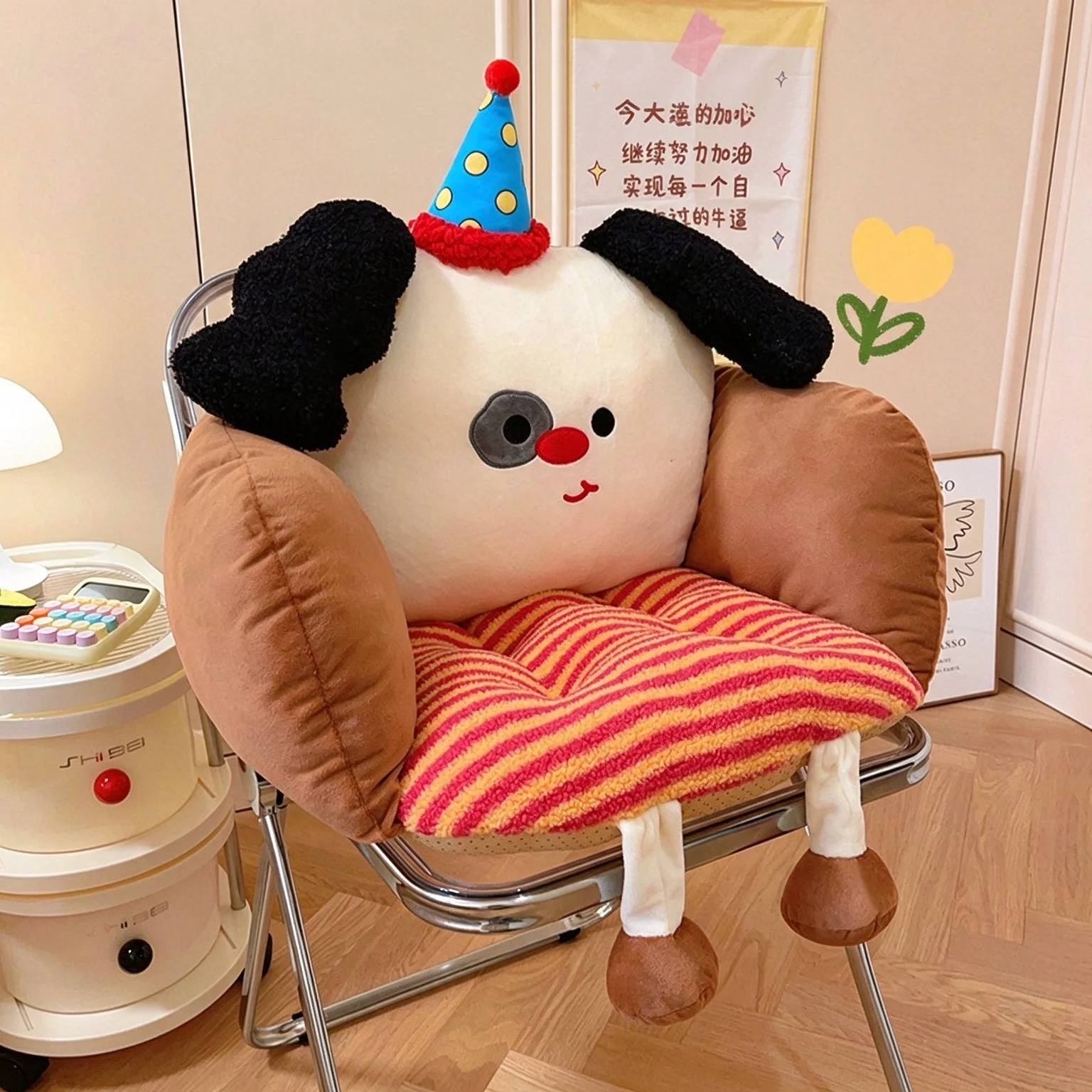 Cartoon integrated seat cushion and backrest pad, office back cushion, seat mat for student dormitory, relieves buttock pain fro