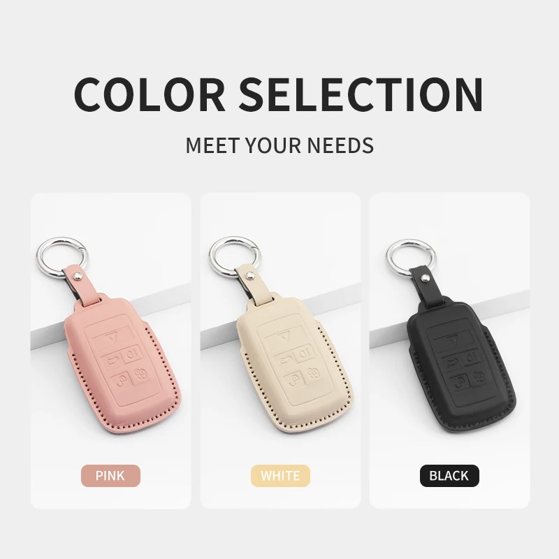 Leather Car Key Case Cover Protector Shell Fob Accessories For Land Rover Range Rover JAGUAR Sport Evoque Velar Discovery