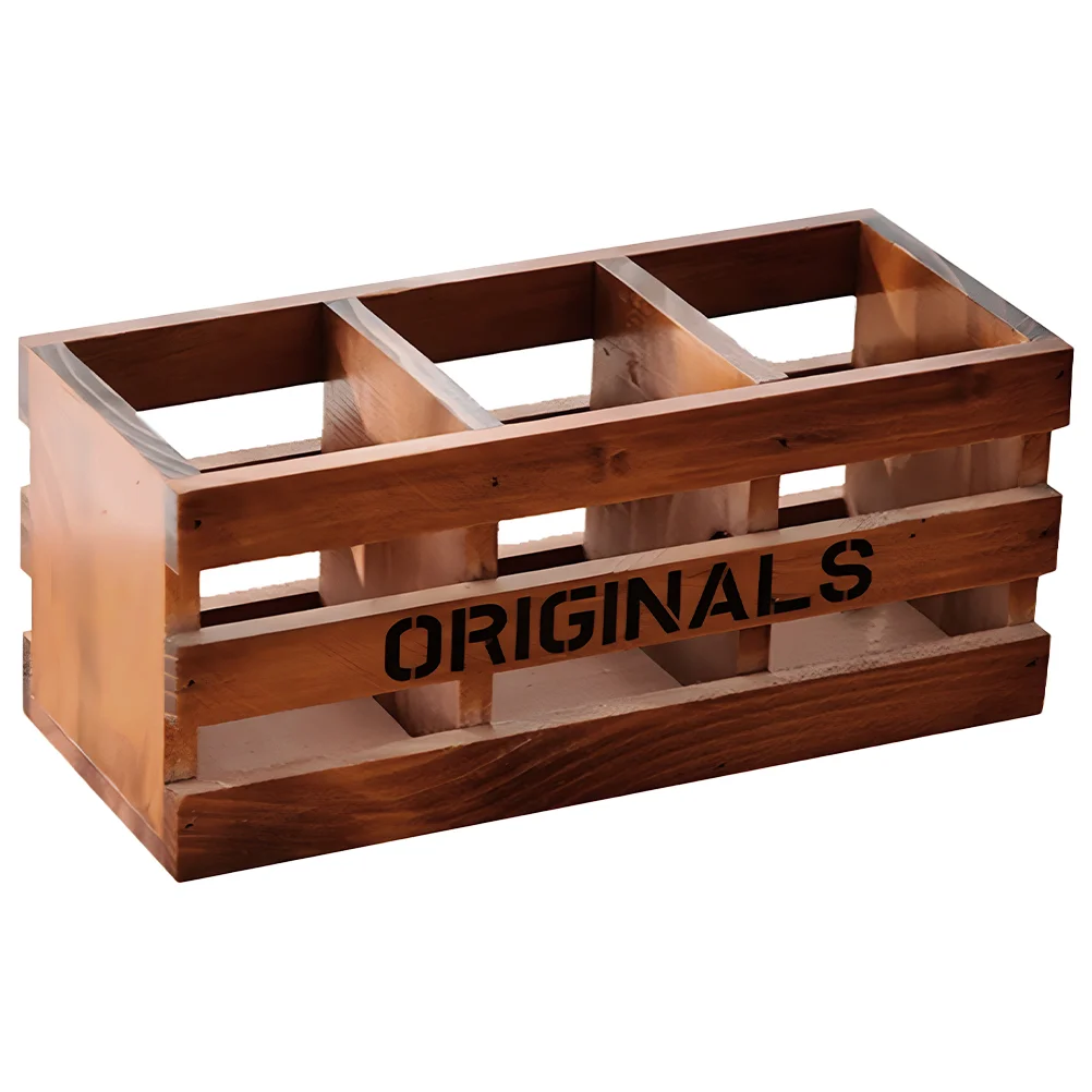 Tempat Pena Pengatur Meja Serba-serbi Kayu Solid Meja Multi-kisi Kuas Rias Meja Rias Kotak Desktop Kantor