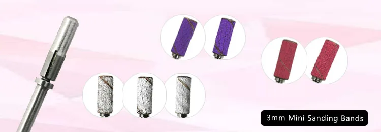 HYTOOS 3mm Small White Sanding Bands Without Stainless Steel Mandrel Electric Nail Drill Bits Accessories Manicure Cuticle Clean