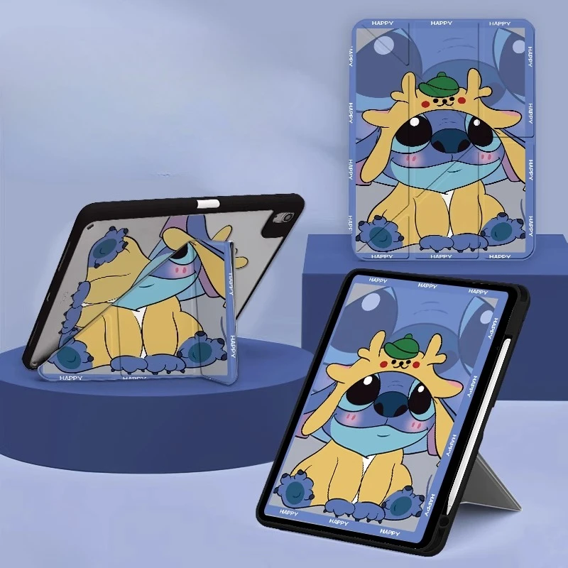 

Чехол MINISO Stitch для iPad Funda ipad 8/9/10/11 A16 10,9 дюйма 11 дюймов Защитный чехол Air4 5 M2 M3 Pro 4 5 6 M4 Mini 6 7 Чехол для планшета