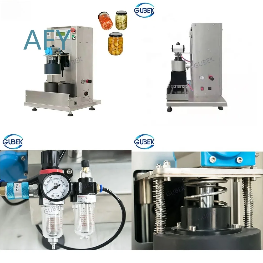 GUBEK for Peanut Butter Vacuum Capping Machine for Glass Bottle with Tinplate Lid Cover Food Grade Sealing Equipment