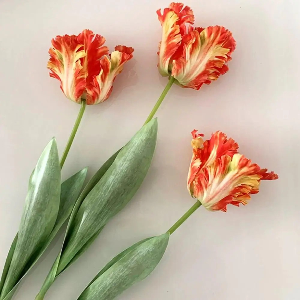 Silk Flower Vase DIY for Home,Party,Wedding Elegant Fake Flower Artificial Parrot Tulip Table Decoration Wedding Bouquet