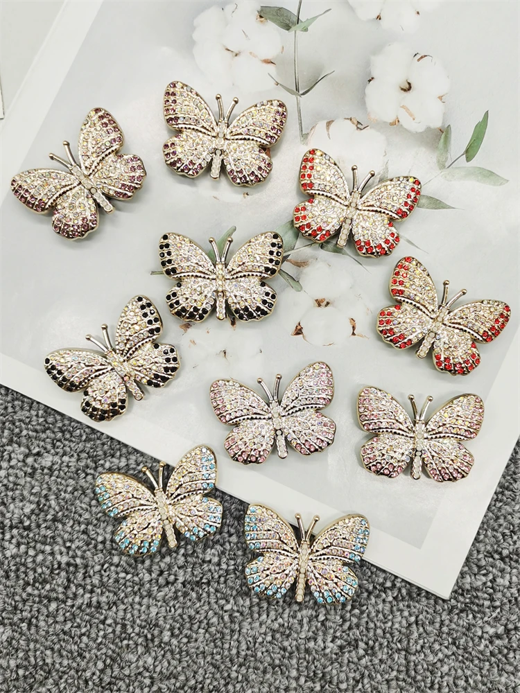 

2 шт. декоративные застежки для обуви в виде бабочек из смолы со стразами, многофункциональные съемные клипсы для сабо и обуви, аксессуары для рукоделия