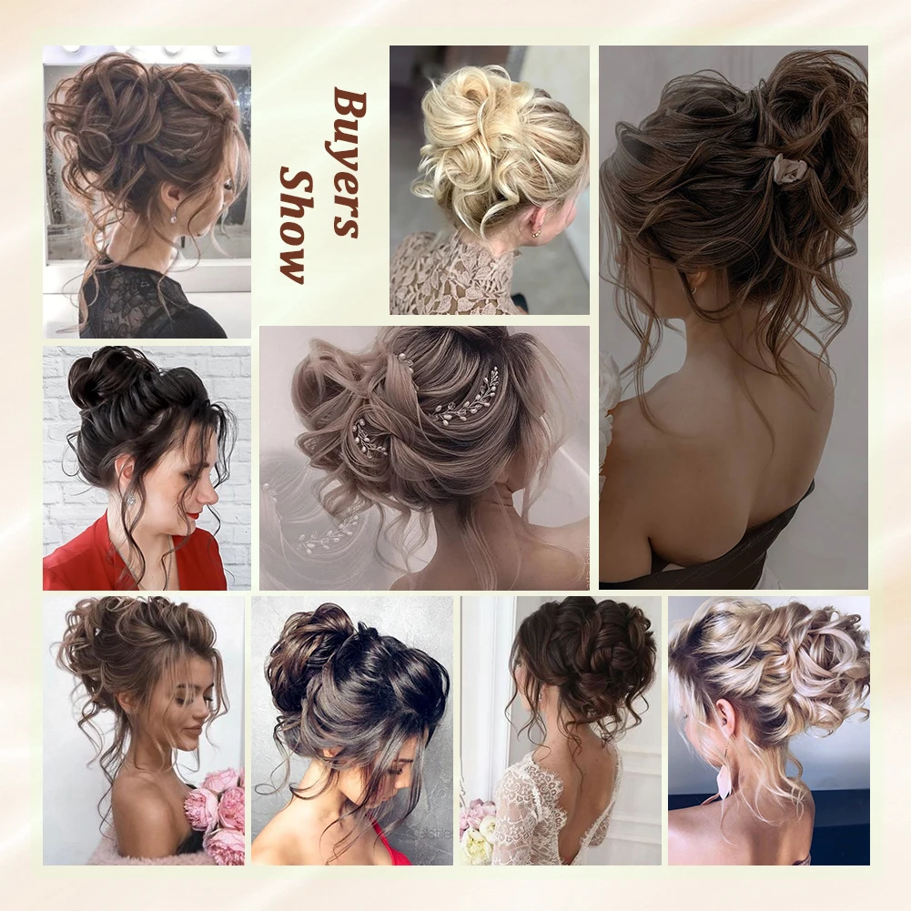 Messy Bun Hair Piece Synthetic Tousled Updo Hair Buns Extension 10-calowy elegancki klips z pazurem Kręcone włosy Bun Scrunchie dla kobiet