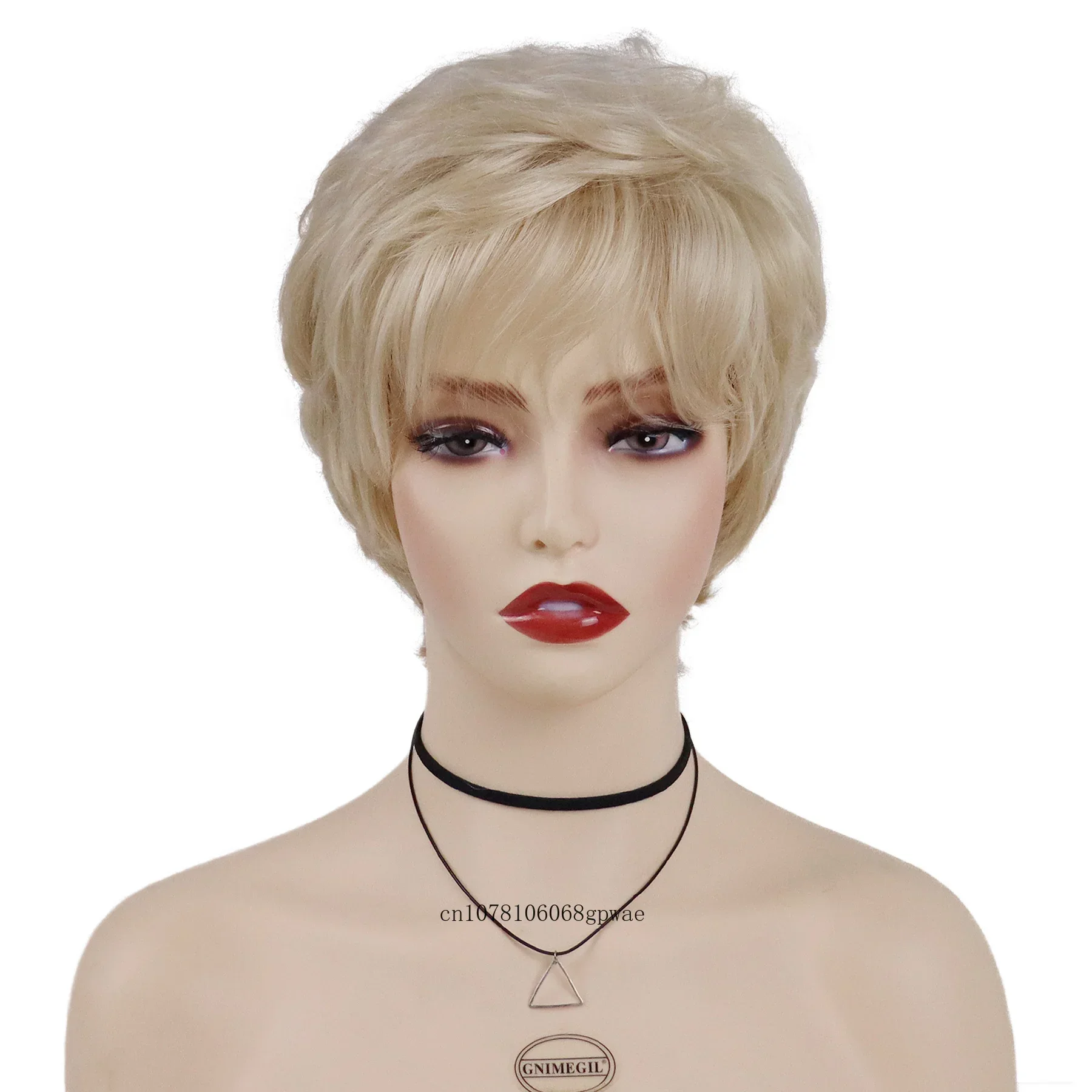 Synthetische Pixie Cut Perücken für Frauen kurze lockige blonde Perücke mit Pony hitze beständige Mama Perücke tägliche Halloween Kostüm Party