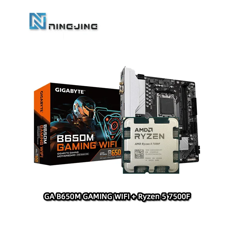 Combo de CPU AMD Ryzen 5 7500F + Placa Base GIGABYTE GA B650M GAMING WIFI mATX AMD B650, Nuevo, Compatible con DDR5, Socket AM5