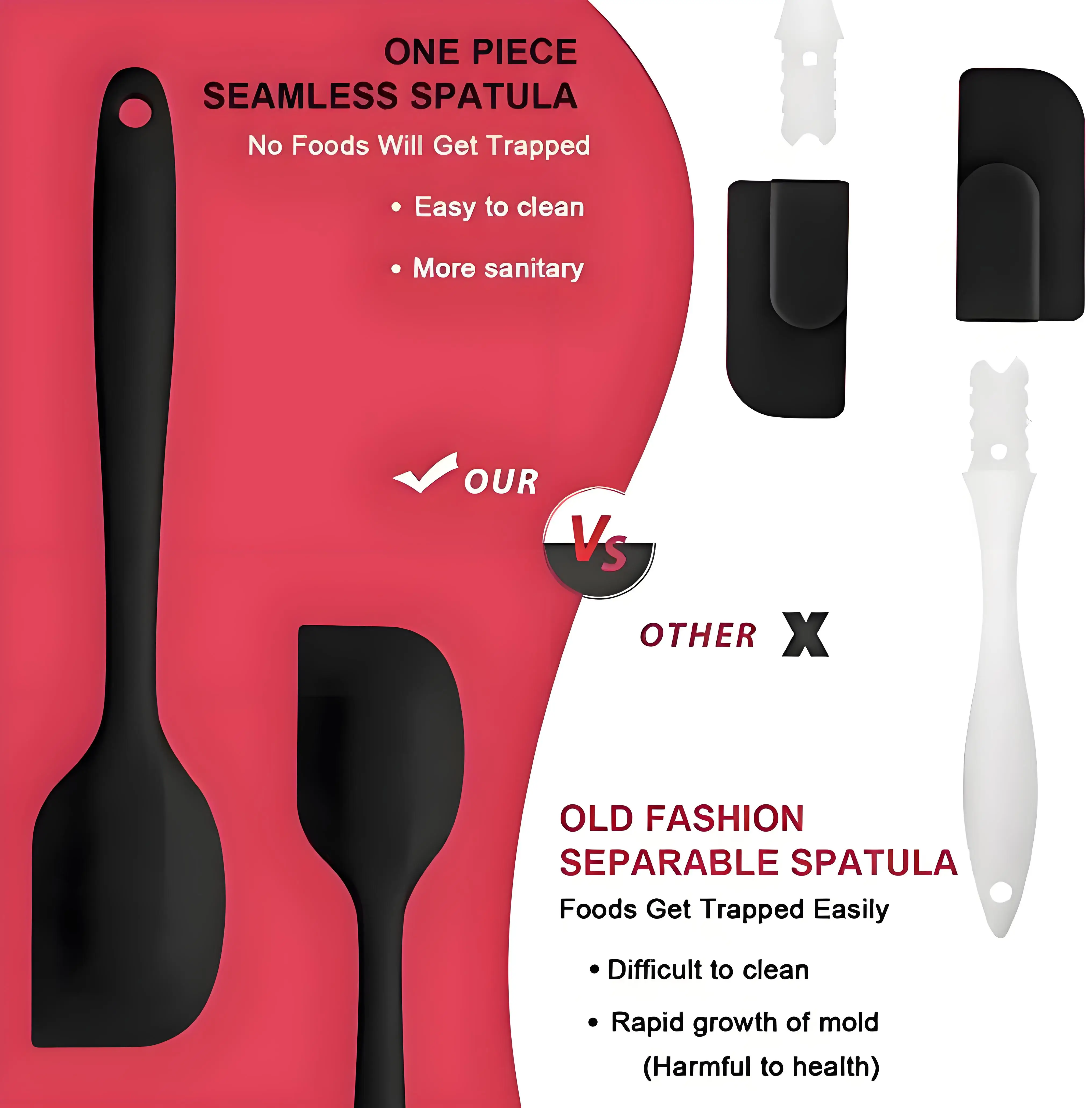 Ensemble de spatules en silicone de qualité alimentaire, antiadhésives, spatules à chaleur, tourneur pour la cuisson, outils de cuisson Assad, 6 pièces/ensemble