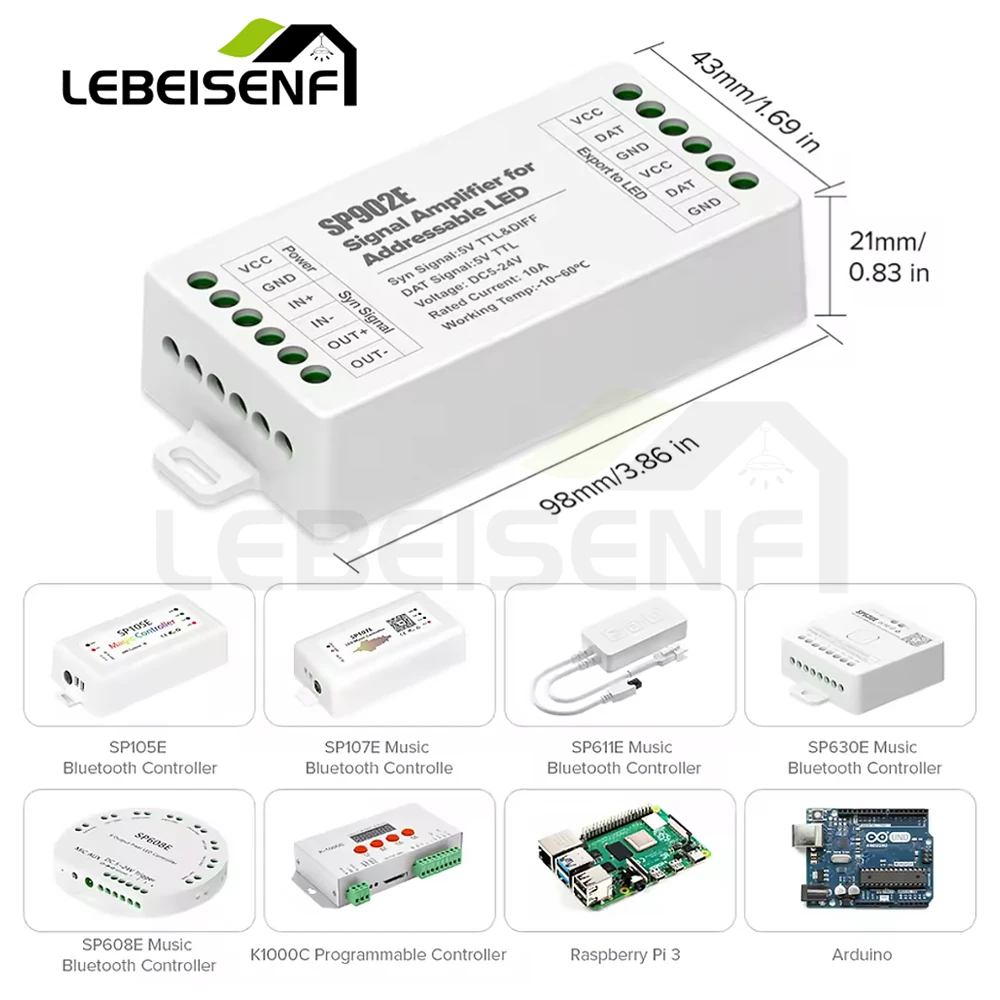 SP902E LED Colorful Light Strip Signal Amplifier Extender SPT Home Automation Signal Control for Lighting Systems